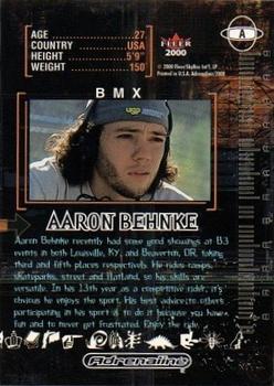 2000 Fleer Adrenaline - Autographs #A Aaron Behnke Back